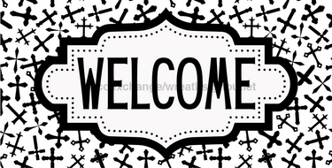 Religious Welcome Sign, Crosses Sign, DCO-01257, Sign For Wreath, 6x12